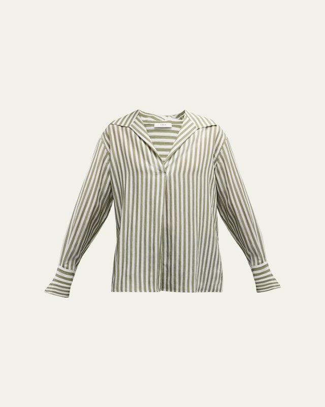 Coast Stripe Spread-Collar Pullover Shirt